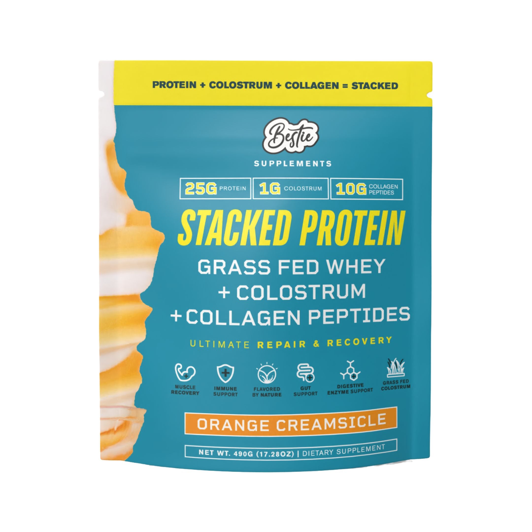 STACKED Grass Fed Whey + Colostrum + Collagen- Orange Creamsicle
