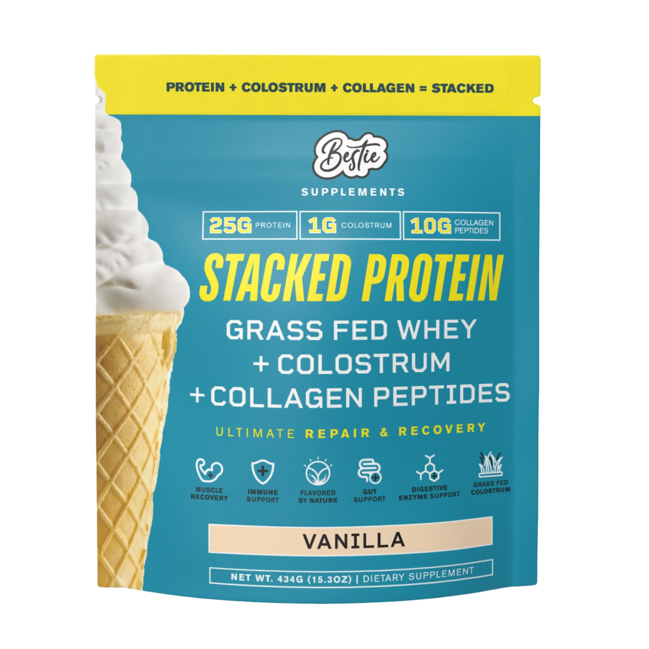 STACKED Grass Fed Whey + Colostrum - Vanilla